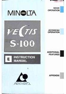 Minolta Vectis S 100 manual. Camera Instructions.